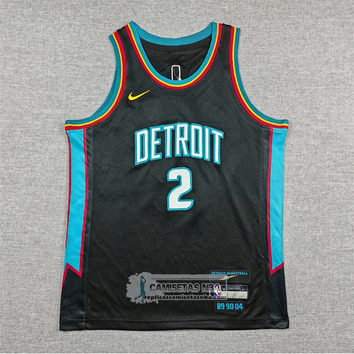 Camiseta Nino Detroit Pistons Cade Cunningham NO 2 Ciudad 2025-26 Negro